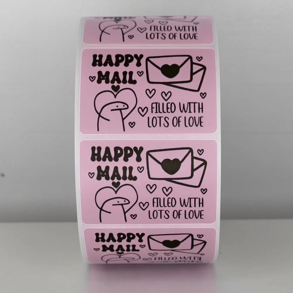 Happy Mail Stickers Filled With Love | Mint Cute Packaging Labels Heart